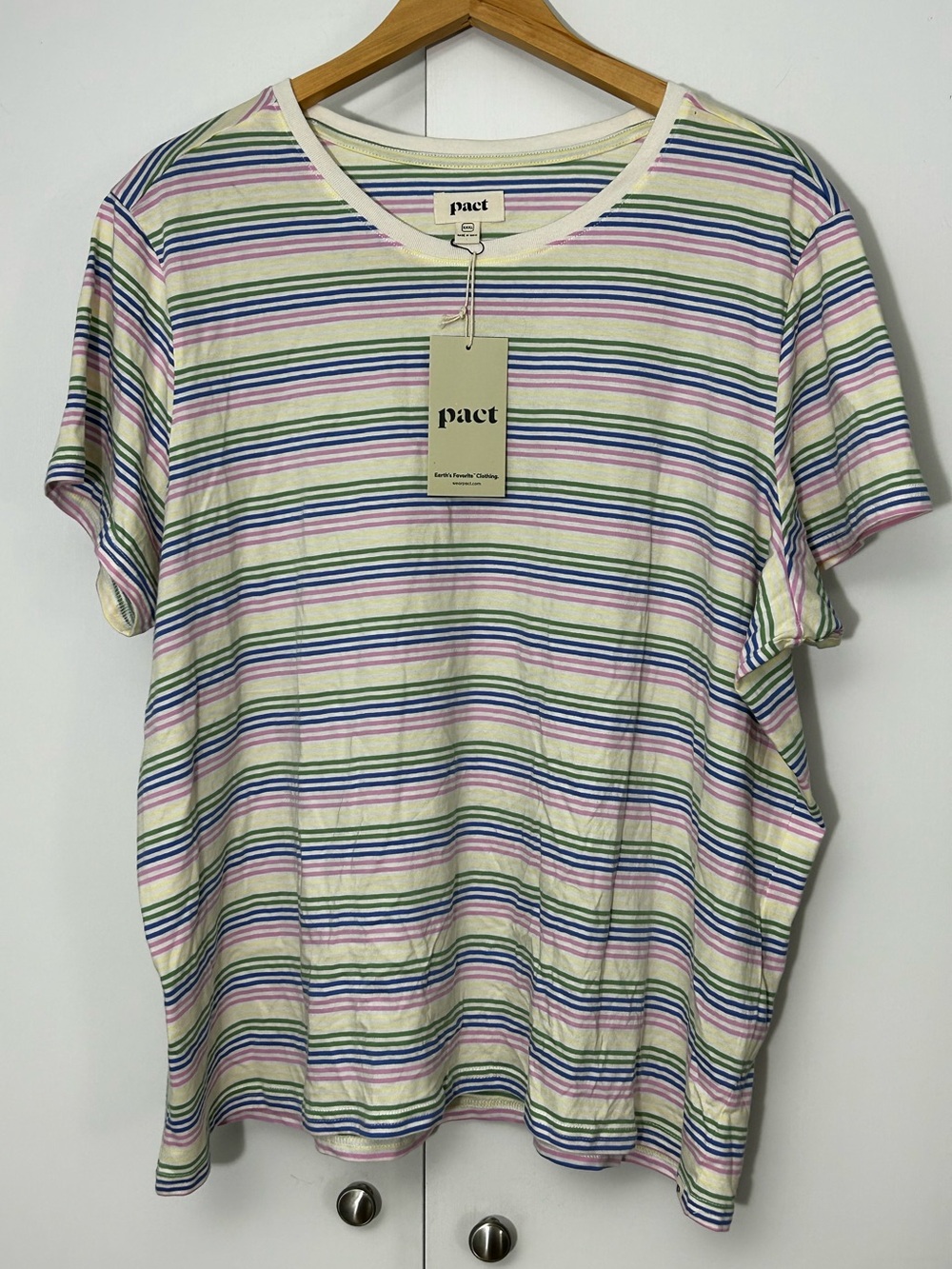BNWT Pact Striped Short Sleeve Shirt